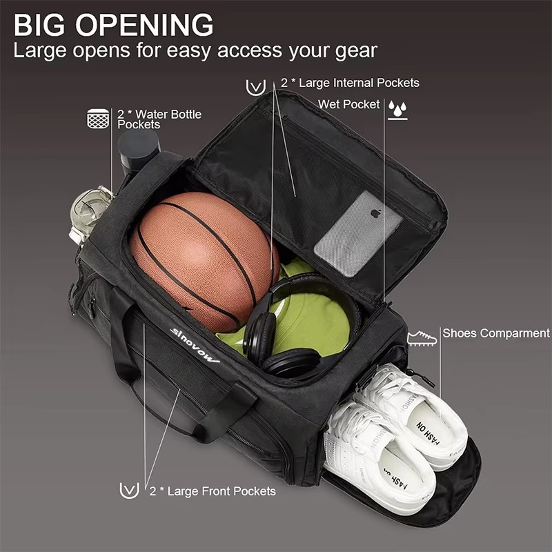 Fitness Workout Sports Travel Duffle Gym Bag With Wet Pocket amd Shoes Compartment