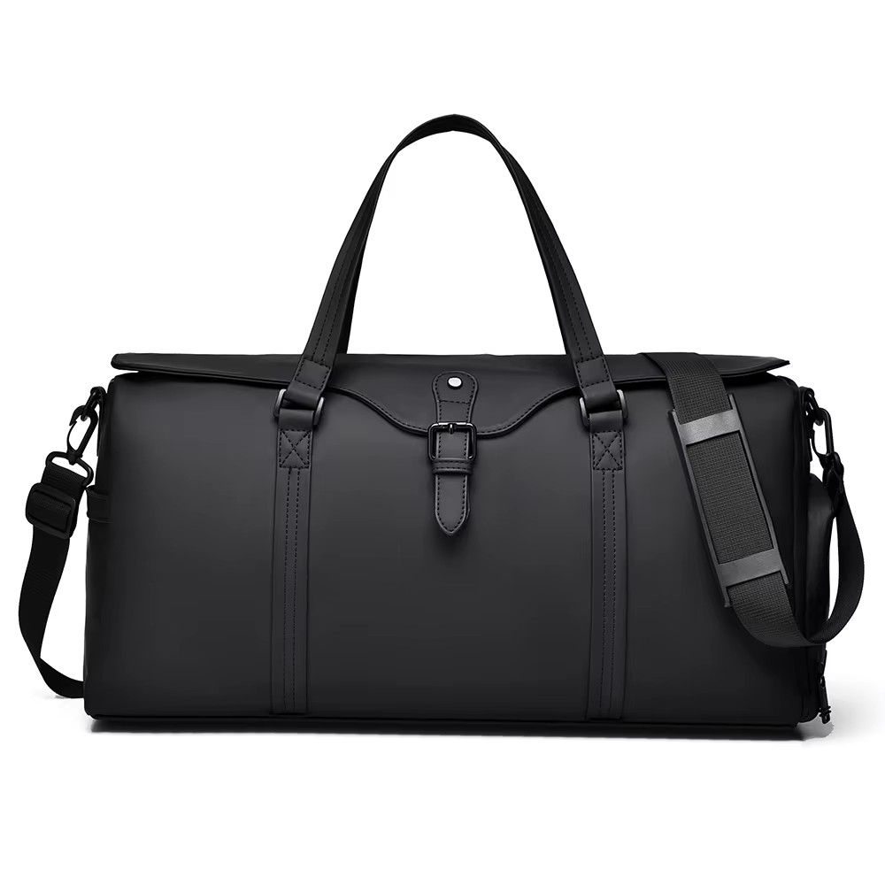 Mens Large Capacity Fitness Gym PU Duffel Bag with Shoes Compartment