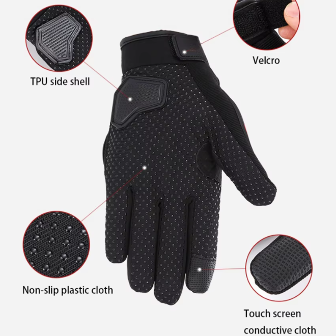 Mens Full Finger Motorcycle Riding Gloves