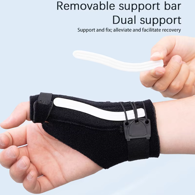 Plastic Splint Inserted Compression Adjustable Wrist Thumb Brace with Lace